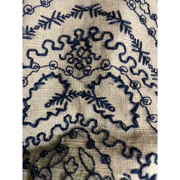 Vintage Talbots All Over Embroidered Chino Pant Linen Blend Navy Tan Chic 12 - Picture 3 of 14